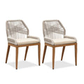 PURPLE LEAF Sunbrella patio dining chairs, set of 2, with woven rope back & cushions.