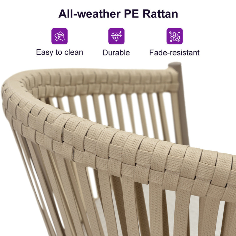 PURPLE LEAF 7/9/11 Pieces Outdoor Dining Set with Aluminium Table and Rattan Chairs, Champagne