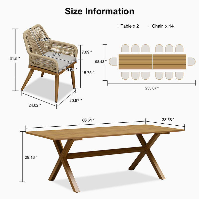 PURPLE LEAF Outdoor Dining Set All-Weather PE Rattan Outdoor Patio Furniture Set with Aluminum Frame