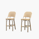 PURPLE LEAF Outdoor Bar Height Stools Set of 2 French Country Patio Rattan Bar Stool Chairs Outdoor Armless Barstools for Porch Garden Indoor Kitchen
