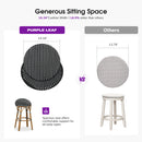PURPLE LEAF Patio Oversized Backrest Bar Height Stool Set of 2 Outdoor Round Barstools Aluminum Frame Woven Rattan for Indoor Kitchen Dining Bistros Cafe Restaurant