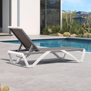 PURPLE LEAF Patio Chaise Lounge Chair Outdoor Plastic Textilene Sun Bathing Recliner Tanning Pool Lounger with 6 Adjustable Position for Outside Beach in-Pool Lawn Poolside