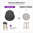 PURPLE LEAF Patio Oversized Backrest Bar Height Stool Set of 2 Outdoor Round Barstools Aluminum Frame Woven Rattan for Indoor Kitchen Dining Bistros Cafe Restaurant