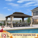PURPLE LEAF Hardtop Gazebo Featuring Galvanized Steel Double Roof and Bronze Aluminum Frame with Curtains and Netting for Patio and Poolside