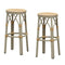 PURPLE LEAF Patio Round Bar Stools Set of 2 Outdoor Backless Barstools Woven Rattan Bar Chair  for Indoor Kitchen Island Bistros Cafe Restaurant