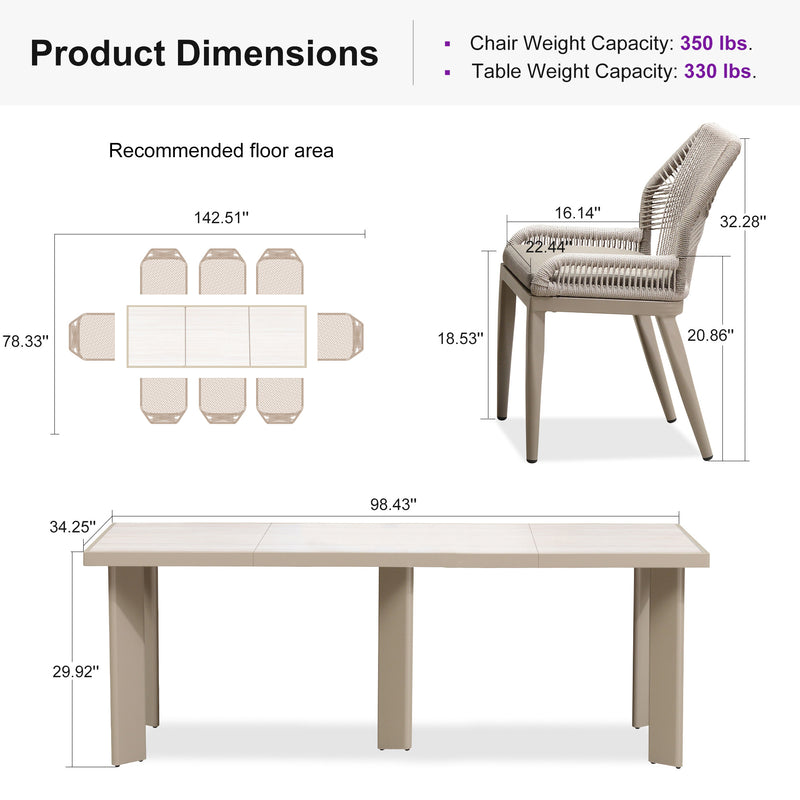 PURPLE LEAF 7/9/11 Pieces Patio Dining Set with Sunbrella Cushions All-Weather Wicker Patio Table and Chairs for Deck, Garden