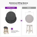 PURPLE LEAF Patio Oversized Backrest Bar Height Stool Set of 2 Outdoor Round Barstools Aluminum Frame Woven Rattan for Indoor Kitchen Dining Bistros Cafe Restaurant