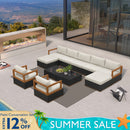 PURPLE LEAF Griffin Classical Patio Conversation Set Black with Cushion Pillows Ottoman and Premium Leather for Backyard Outdoor Living