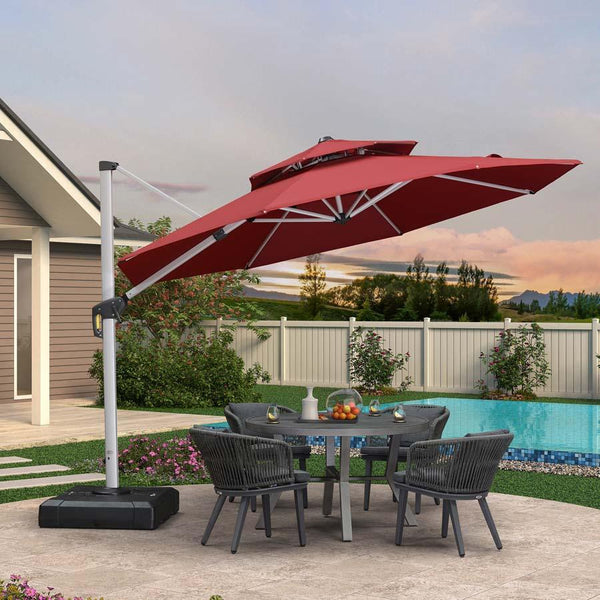 PURPLE LEAF Round Cantilever Patio Umbrella Heavy Duty Umbrella for Porch Garden Pool