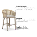 PURPLE LEAF Counter Stools, Bar Stools Set of 2 Rattan Bar Stools Wicker Bar Chairs Woven Aluminum Barstools with Back and Cushions