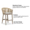 PURPLE LEAF Counter Stools, Bar Stools Set of 2 Rattan Bar Stools Wicker Bar Chairs Woven Aluminum Barstools with Back and Cushions