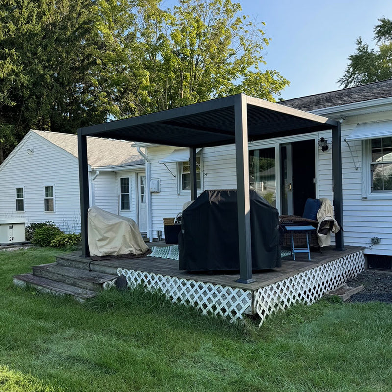 PURPLE LEAF Outdoor Louvered Pergola Patio Sun Shade Shelter with Adjustable Hardtop Patio Pergola Grey