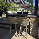 PURPLE LEAF Outdoor Bar Stools Rattan Bar Stools Counter Stools with Back and Cushions  for Patio, Garden, Kitchen