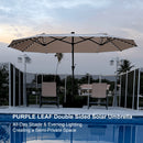 PURPLE LEAF Double-Sided Market Umbrella with Light Large Patio Umbrellas with Base