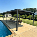 PURPLE LEAF Caesar Solar Louvered Pergola with LED Strip Lights and Control Panel Aluminum Outdoor Pergola with Adjustable Roof for Patio Deck Garden Yard Gray