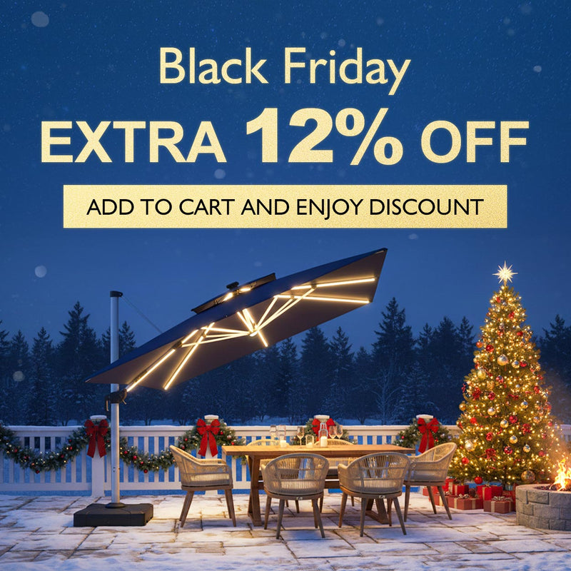 PURPLE LEAF Double Top 9 / 10 / 11 / 12 ft Square Aluminum Sun Umbrellas in Wood Color