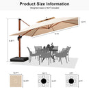 PURPLE LEAF Double Top 9 / 10 / 11 / 12 ft Square Aluminum Sun Umbrellas in Wood Color