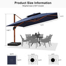 PURPLE LEAF Double Top 9 / 10 / 11 / 12 ft Square Aluminum Sun Umbrellas in Wood Color