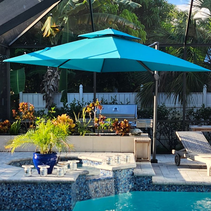 PURPLE LEAF Cantilever Patio Umbrella Gray Pole Outdoor Umbrella with UV Protection