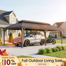 PURPLE LEAF Outdoor Metal Carport Gazebo Bronze Steel Roof Aluminum Frame Shelter for Parking