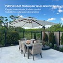 PURPLE LEAF 9 x 12 / 10 x 13 ft Rectangular Patio Umbrella Aluminum Cantilever Umbrella in Wood Color