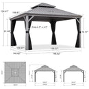 PURPLE LEAF Patio Gazebo for Pool Light Grey Hardtop Galvanized Steel Roof with String Lights-milky