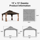 PURPLE LEAF Outdoor Hardtop Gazebo for Garden Bronze Double Roof Aluminum Frame Pavilion