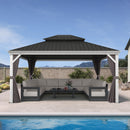 PURPLE LEAF White Gazebo for Modern Patio Double Galvanized Steel Roof Awning and Upgrade Curtain