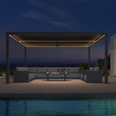 PURPLE LEAF Caesar Solar Louvered Pergola with LED Strip Lights and Control Panel Aluminum Outdoor Pergola with Adjustable Roof for Patio Deck Garden Yard Gray