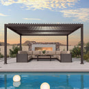 PURPLE LEAF Louvered Pergola Outdoor Adjustable Roof Modern Patio Aluminum Pergola for Deck Backyard Garden Hardtop Gazebo