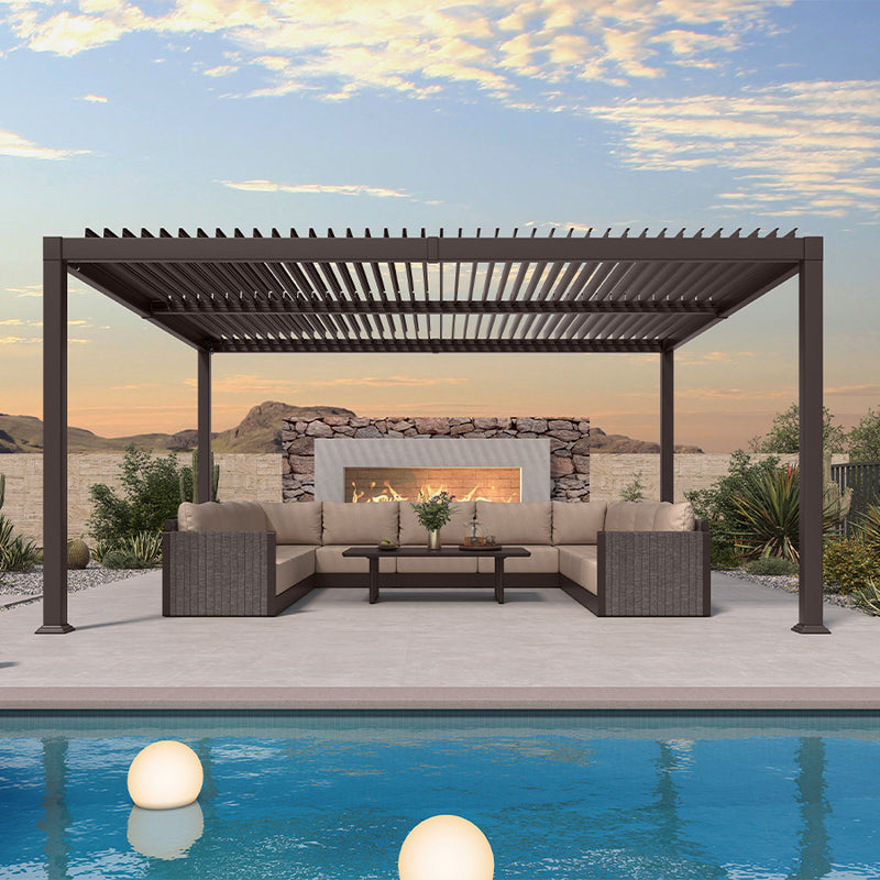 PURPLE LEAF Louvered Pergola Outdoor Adjustable Roof Modern Patio Aluminum Pergola for Deck Backyard Garden Hardtop Gazebo