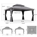 PURPLE LEAF Patio Gazebo for Pool Light Grey Hardtop Galvanized Steel Roof with String Lights-clear
