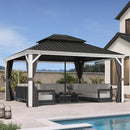 PURPLE LEAF White Gazebo for Modern Backyard Double Galvanized Steel Roof Awning and Upgrade Curtain Reinforcement Support Rods