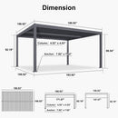 PURPLE LEAF Caesar Outdoor Louvered Pergola Patio Sun Shade Shelter with Adjustable Hardtop Patio Pergola Grey