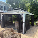 PURPLE LEAF White Gazebo for Modern Patio Double Galvanized Steel Roof Awning and Upgrade Curtain with Lights-clear