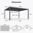 PURPLE LEAF Outdoor Louvered Pergola Patio Sun Shade Shelter with Adjustable Hardtop Patio Pergola Grey