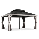 PURPLE LEAF White Gazebo for Modern Backyard Double Galvanized Steel Roof Awning and Upgrade Curtain Reinforcement Support Rods