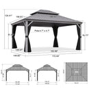 PURPLE LEAF Patio Gazebo for Pool Light Grey Hardtop Galvanized Steel Roof with Reinforcement Support Rod