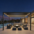 PURPLE LEAF Caesar Solar Louvered Pergola with LED Strip Lights and Control Panel Aluminum Outdoor Pergola with Adjustable Roof for Patio Deck Garden Yard Gray