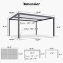 PURPLE LEAF Outdoor Louvered Pergola Patio Sun Shade Shelter with Adjustable Hardtop Patio Pergola Gray Frame White Roof