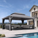 PURPLE LEAF Patio Gazebo for Pool Light Grey Hardtop Galvanized Steel Roof with Upgraded Curtains