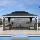 PURPLE LEAF White Gazebo for Modern Patio Double Galvanized Steel Roof Awning and Upgrade Curtain