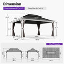 PURPLE LEAF White Gazebo for Modern Patio Double Galvanized Steel Roof Awning and Upgrade Curtain with Lights-milky