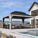 PURPLE LEAF White Gazebo for Modern Patio Double Galvanized Steel Roof Awning and Upgrade Curtain