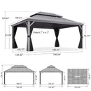 PURPLE LEAF Patio Gazebo for Pool Light Grey Hardtop Galvanized Steel Roof with Upgraded Curtains