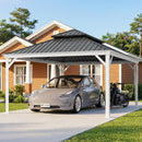 PURPLE LEAF White Metal Carport with Galvanized Steel Roof Aluminum Frame All-Weather Car Shelter