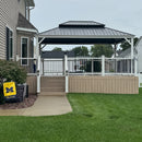 PURPLE LEAF White Gazebo for Modern Patio Double Galvanized Steel Roof Awning and Upgrade Curtain with Lights-clear