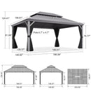 PURPLE LEAF Patio Gazebo for Pool Light Grey Hardtop Galvanized Steel Roof with Reinforcement Support Rod