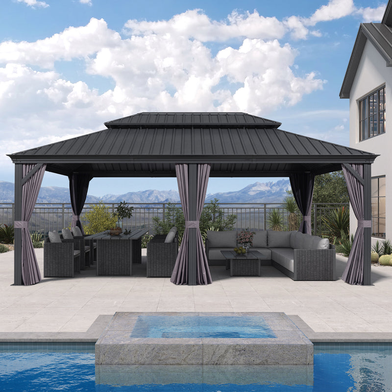 PURPLE LEAF 13' x 20' Patio Gazebo for Backyard Hardtop Galvanized Steel Roof Awning