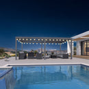 PURPLE LEAF Caesar Louvered Pergola with Yellow String Lights Patio Aluminum Pergola with Independent Adjustable Rainproof Roof Hardtop Pergola for Outdoor Deck Garden Yard